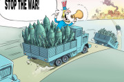 【風刺画】「戦争を止めろ」と叫びながら武器を手渡す”似非人権主義者”～イラストで読み解く米国式覇権（6）～人民日報 ★2