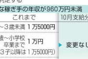 高収入世帯、児童手当を廃止　10月支給から61万人対象外