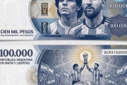 【画像】アルゼンチン中央銀行、マラドーナとメッシの特別な10万ペソ紙幣を発行すると発表！