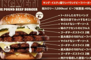 バーガーキング、総カロリー1,590kcal＆ビーフ総重量499gの超弩級バーガー発売