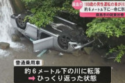 【画像】ベンツ、すごすぎる…100歳男性が運転する車が10メートル下の川に転落→命に別状なし＆車が自動で事故を通報ｗｗｗｗｗｗｗ
