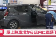 高齢男性が運転する車、スーパー屋上の駐車場からダイナミック入店