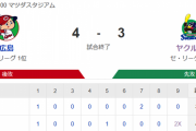 【試合結果】ヤクルト3-4×広島　抑え田口打たれサヨナラ負け…石川６回２失点