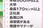 【議論】婚活女性の条件「年収500万以上！170㎝以上！大卒！平均容姿なら結婚したい！」