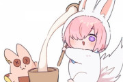 【FGO】餅つきしてるフォウ着ぐるみマシュ＆ハベにゃん！！　お月見いいですね！