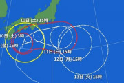 【悲報】 台風14号、暴風域さえ日本にかからず雨だけ降らせて温帯低気圧に??
