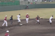 GIF画像　ロッテ、今年初試合で早くも謎走塁を披露