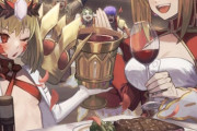 【FGO】祝宴でのドラコー＆ネロちゃま！！　乾杯する二人いいですね！！