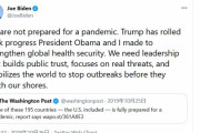 ( ´_ゝ`) バイデン候補、自身の先見性を誇示「2019年10月にツイッターで感染症パンデミックを警告したぞ！」