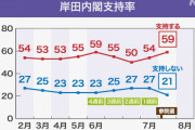 岸田内閣「支持」59％ 「不支持」21％ NHK世論調査 　[7/19]