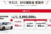 【何が起きてるの？】BYDさん、値引きがエグすぎる…「BYD補助金」と銘打って最大117万円の値引きを実施→中古車より新車が安くなってしまうｗｗｗｗｗｗｗｗｗｗ