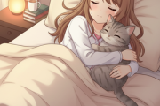 (´・ω・｀)泣き終わったからねこさん抱きしめながら寝るね