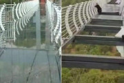 中国の「ガラス橋」が崩壊、男性が高さ100mで立ち往生