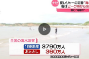 【悲報】日本人さん、海水浴場に行く余裕すら無くなる、ピーク時から9割減🌊