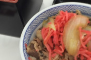 ( ヽ´ん`) 「吉野家で熱い茶を頼んで牛丼にダイブ」