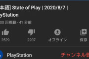 【悲報】ソニーさん、「State of Play」YouTube動画の低評価数を操作して隠蔽してしまう