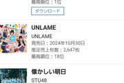 【朗報】UNLAMEのアルバムが、オリコンウィークリーランキング18位！