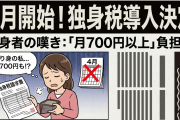 4月開始の独身税。独り身の私は「月700円以上」負担することになってしまうそうです。