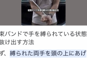 ワイジ、自分の手を結束バンドで縛るも取れなくなる