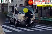 イヤホン、ノールックで進路90度変えたチャリカスさん、トラックにﾌｯ飛ばされる