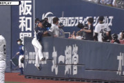 西武・愛斗、ファールフライをスーパーキャッチ！ ちゃんと避けたお客さんも偉い