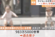 「子どもいる世帯」約983万世帯で過去最少 「一人暮らし」は過去最多　厚労省「少子高齢化や未婚率の上昇が影響」