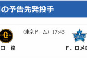 9/14(火)の予告先発 （G-DB）山口俊 × F.ロメロ