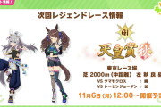 【速報】イベント・キャンペーン情報　次回レジェレ「天皇賞・秋」＋ダビマス・メガイルミコラボ＋3期放送記念ガチャ他