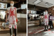 【動画】「チキンを食べるな虐殺だ！」　ヴィーガンがKFC店内を真っ赤に染める迷惑デモ　豪州