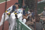 【画像】西武・愛斗が客席に飛び込む→選手とお客さんで救出