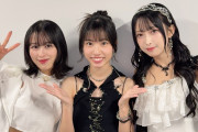 大坪茉乃「メンバーカラーが同じライトグリーンのアンジュルムさんの平山遊季さんOCHA NORMAさんの北原ももさんと撮りましたーー」