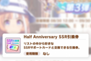 【朗報】ハニバ記念SSR引換券は7月29日までに実装サポートカードが対象！