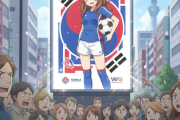 【悲報】日本サッカー協会のポスター、韓国資本のタレントを起用し、韓国国旗に見えると炎上