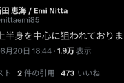 【悲報】声優・新田恵海さん「上半身を中心に狙われております」