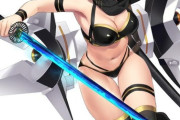 【FGO】水着沖田さんイラスト！！　黒いビキニと青い刀、最高！