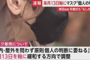 【正式】政府「屋内・屋外を問わず、原則個人の判断に委ねる」←おまえらどうする？