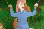【画像】ワイくん、猿に捕まっちゃった女の子の絵を描く