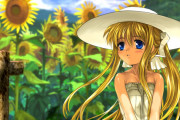 【艦これ】ひまわりに囲まれて夏の青空を見上げる白いワンピースに麦わら帽子の女の子を思い浮かべてください