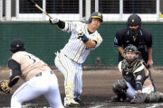 阪神ドラ１佐藤輝明、対外試合初打席で右前打！日本ハム・西村から“プロ初安打”