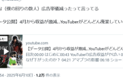 【悲報】ゲーム系YouTuber、広告収入が激減し咽び泣くｗｗｗｗ