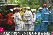 【朗報】渓谷付近で孤立の18人を全員無事救出