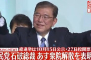 自民党・石破総裁があす衆議院解散を表明！！ 衆議院総選挙は10月15日公示・27日投開票の日程に