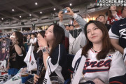 【画像】韓国代表の応援に来ていた韓国人美女、とんでもないところから鼻が生えていると話題に
