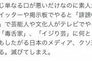Twitter「素人がツイッターでやると誹謗中傷、芸能人がテレビでやるとイジリ芸。クソ過ぎる」
