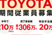 トヨタ「期間従業員募集中！」 ワイ「おファッ！？！？？！！？」