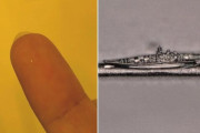 髪の毛に乗る極小「戦艦大和」がすごい…ナノ3Dプリンタで制作！