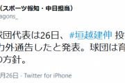 中日、垣越と竹内を戦力外　育成で再契約の方針