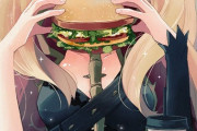 【FGO】ハンバーガー食べるのが下手糞なエレちゃんwww　大きいハンバーガーだとそうなるよねw