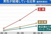 NHKが少子化の原因を出してきた。正社員と非正規の結婚している比率が・・