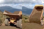 【動画】中の運転手がとても気になるダンプカーの事故。